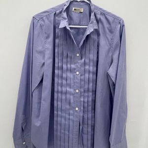 Thomas Mason for J CREW women’s oxford blue, cotton tuxedo blouse, size 14